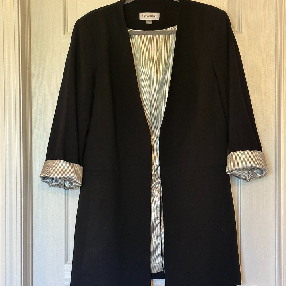Calvin Klein Duster Blazer – Size 16, Black